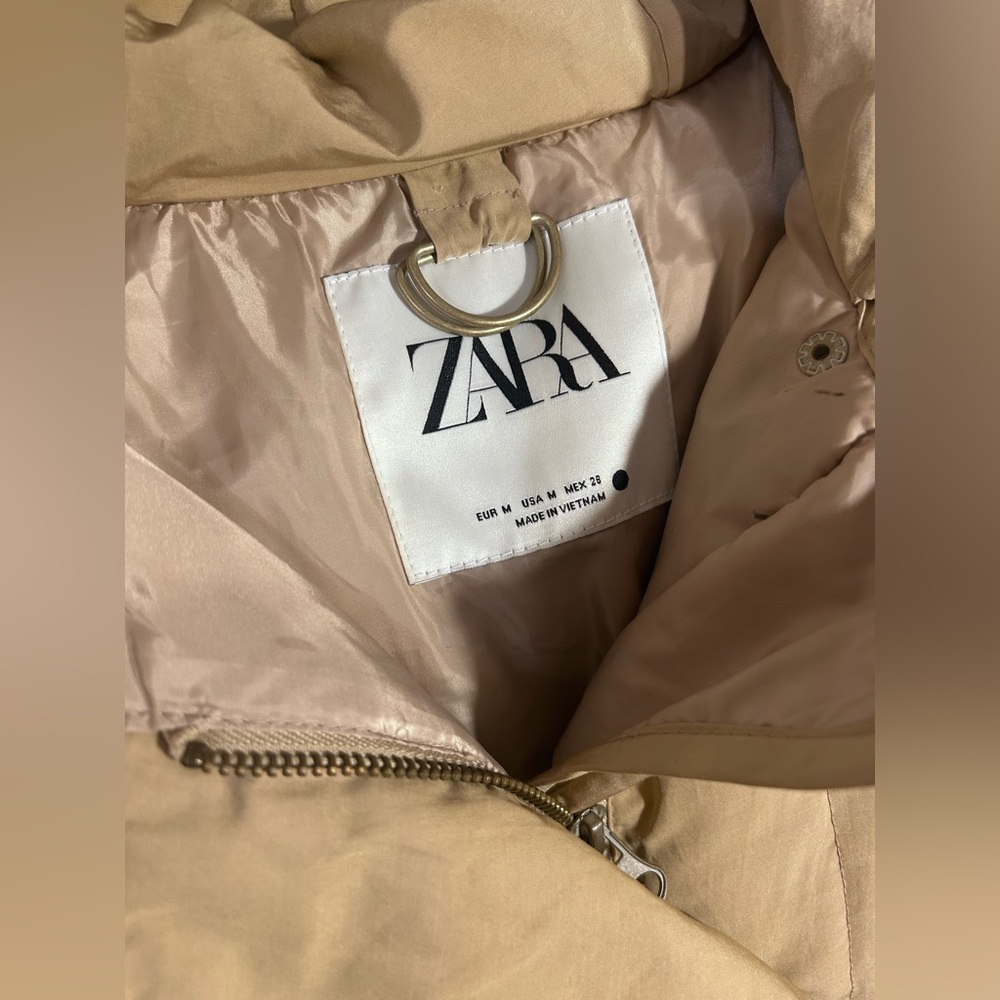 Zara Quilted Hooded Down Puffer Coat - Picture 3 of 8